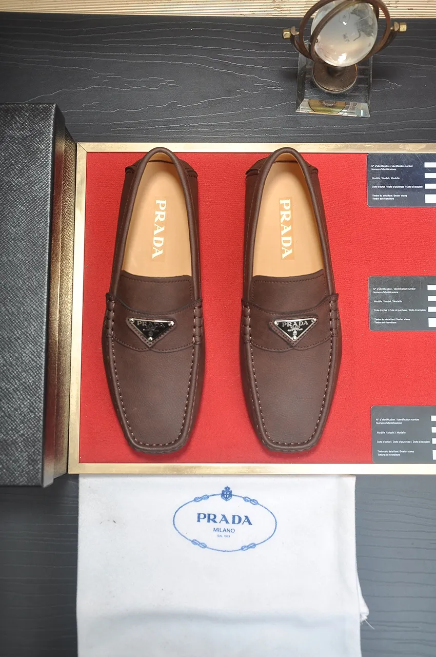 Men's Men's Shoes💰420💶【PRADA】 (High-end Niuli) New 🍀PRADA - Prada Doudou Shoes! Made of imported original cowhide, the inner top layer is comfortable cowhide lining! Original wear-resistant rubber outsole! High quality products! Code number 38-45 (45 customized)